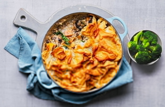 Mushroom, squash and barley pie recipe