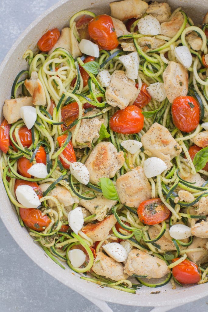 Chicken Caprese Zucchini Noodles