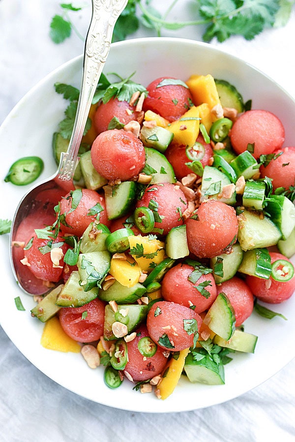 Cucumber Basil and Watermelon Salad