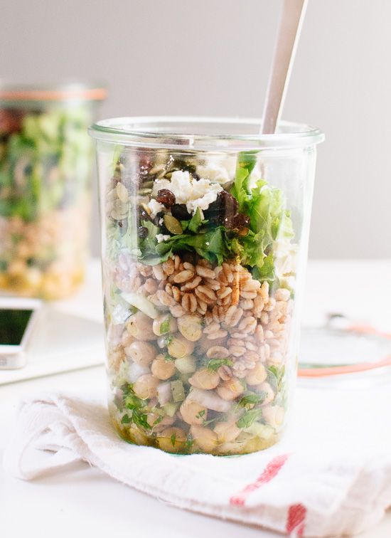 Jar Chickpea Farro and Greens Salad
